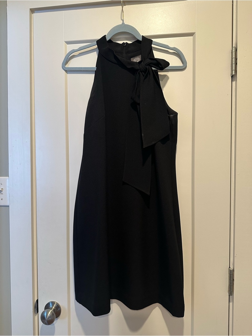 Vince Camuto Black Sleeveless Tie-Neck Mini Dress